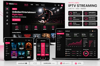build a white label iptv, live streaming app for smart tvs and ios with VPN