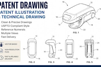 do patent drawing, patent illustration and technical drawing