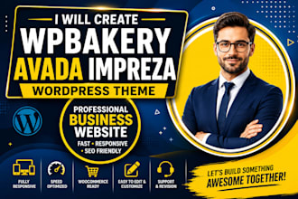 create wpbakery theme, impreza, avada theme for wordpress business website