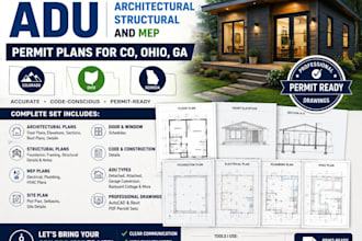 create complete adu architectural structural and mep permit plans for co ohio ga