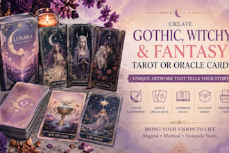 create gothic, witchy and fantasy tarot or oracle cards