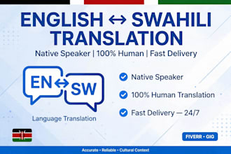 translate english to  swahili and swahili to english
