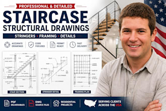 design professional staircase structural drawings and framing plans