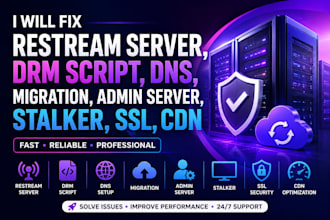 fix restream server, drm script, dns, migration, admin server, stalker, ssl, cnd