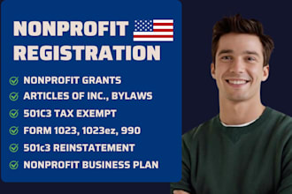 register your US nonprofit and file 501c3 tax exempt form 1023ez, form 990