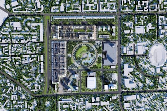develop 3d landscape masterplan,urban planning,city layout,aerial view rendering