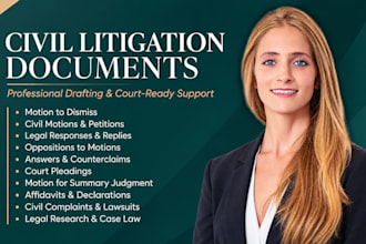 assist with US lawsuits, motions and legal documents