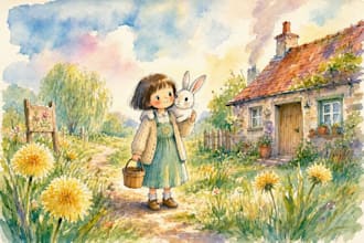 draw whimsical watercolor children storybook illustration