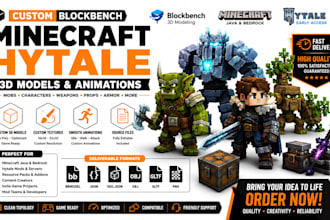 create minecraft hytale blockbench 3d models mobs characters low poly animations
