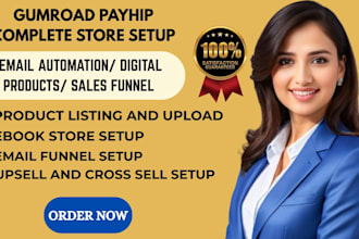 design gumroad payhip store setup sales funnel email automation digital products