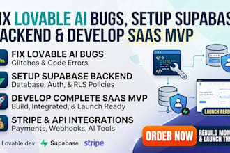 fix lovable ai bugs, setup supabase backend, and develop saas mvp