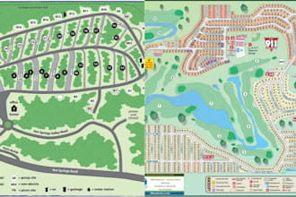 design custom rv park map, campground map, or resort site plan