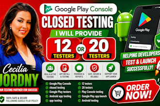 provide 12 or 20 testers for google play console closed testing
