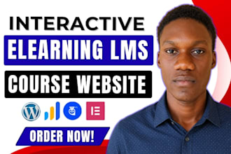 build wordpress lms course website, lms website with learnworlds, learndash, h5p