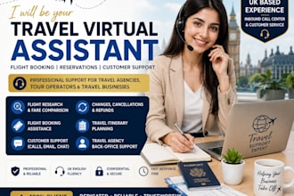 provide flight booking and travel agency virtual assistant support