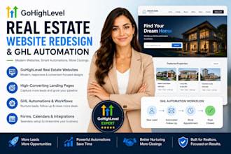 redesign gohighlevel real estate website, landing page and ghl automation