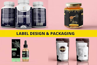 do premium product label, box package, pouch bag design for business