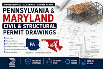 prepare pennsylvania and maryland civil structural permit drawings