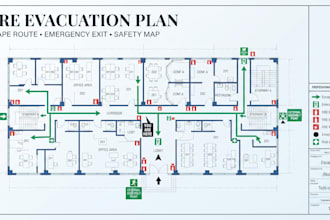 create a fire evacuation plan, escape route map and exit plan for floor layout