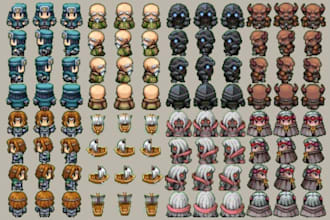 do pixel art character animation topdown spritesheet animation game assets