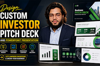 design custom investor pitch deck and powerpoint presentation