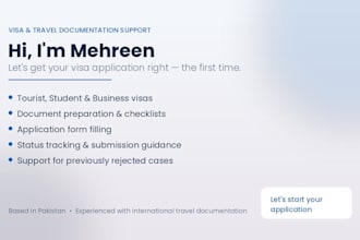 assist with tourist visa, admission and trip booking