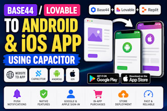 convert base44 lovable replit website to android ios app with capacitor