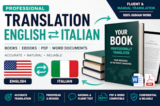 translate books ebooks PDF and word english to italian and vice versa