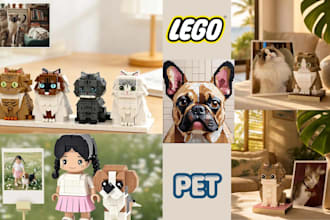 do 3d lego pet, animal moc with step by step instructions in bricklink