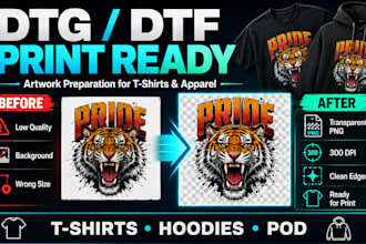 prepare dtg dtf print ready artwork for t shirts and apparel
