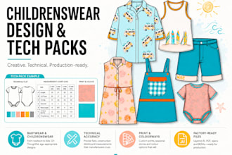 create childrenswear tech packs and technical drawings