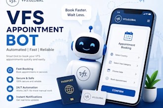 develop booking appointment bot,vfs slot watchers bot,booking bot