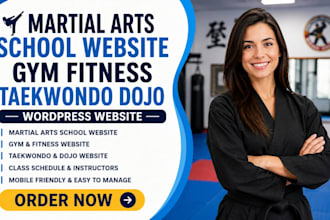 design wordpress martial arts school website gym fitness taekwondo dojo website