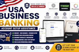 assist with USA bank account setup for mercury wise payoneer