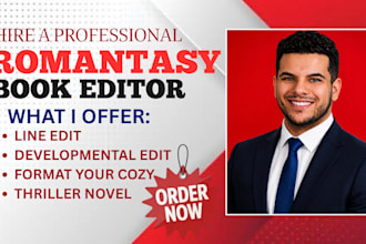 line edit, developmental edit and format your cozy romantasy thriller novel
