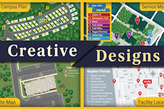 create a custom vector map, illustrated map, or city map design