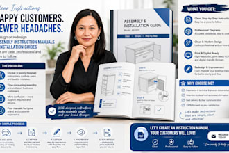 design or redesign assembly instruction manual, installation guide for product