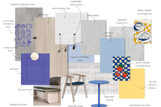 create an interior material board, finish palette, and design concept