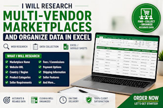 research multi vendor marketplaces in excel