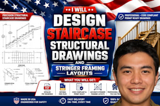 design staircase structural drawings and stringer framing layouts