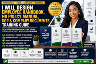design employee handbook, HR policy manual, sop company documents training guide