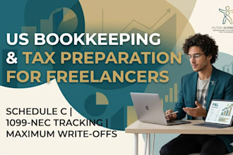 do US bookkeeping quickbooks clean up and schedule c tax preparation support