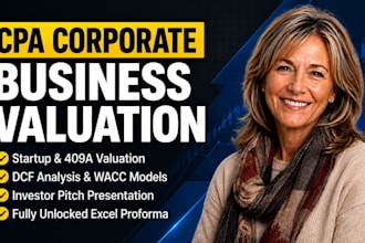 do CPA business valuation, startup valuation dcf analysis and 409a valuation