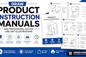 draw product instruction manuals and professional vector line art illustrations