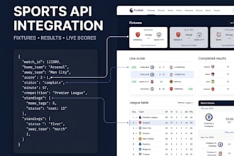 integrate sports API for fixtures results and live scores