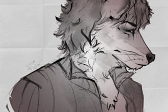 bust up furry or anthro illustration