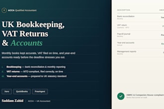 do UK bookkeeping, vat returns and accounting