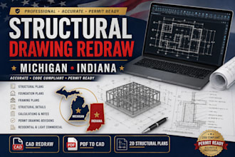 redraw structural drawings for michigan and indiana permit projects