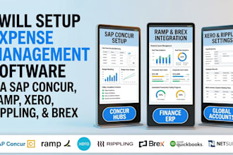 setup expense management software via sap concur ramp xero rippling finance brex