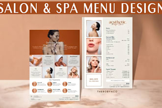 design a salon menu, spa menu, price list, or salon flyer